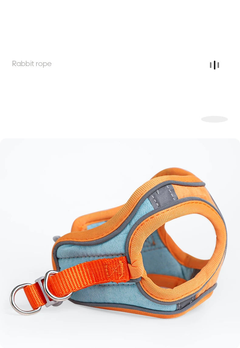 Rabbit Walks Adjustable Bunny Harness and Leash Set Double Buckle with Reflective Strips Rabbit Vest Pets Stuff Suitable