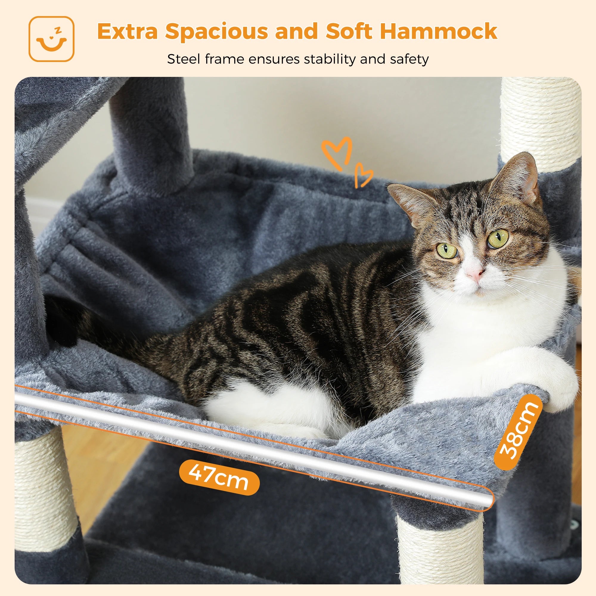 PAWZ Road 72" Large Cat Tree Tower with Hammock and Condo