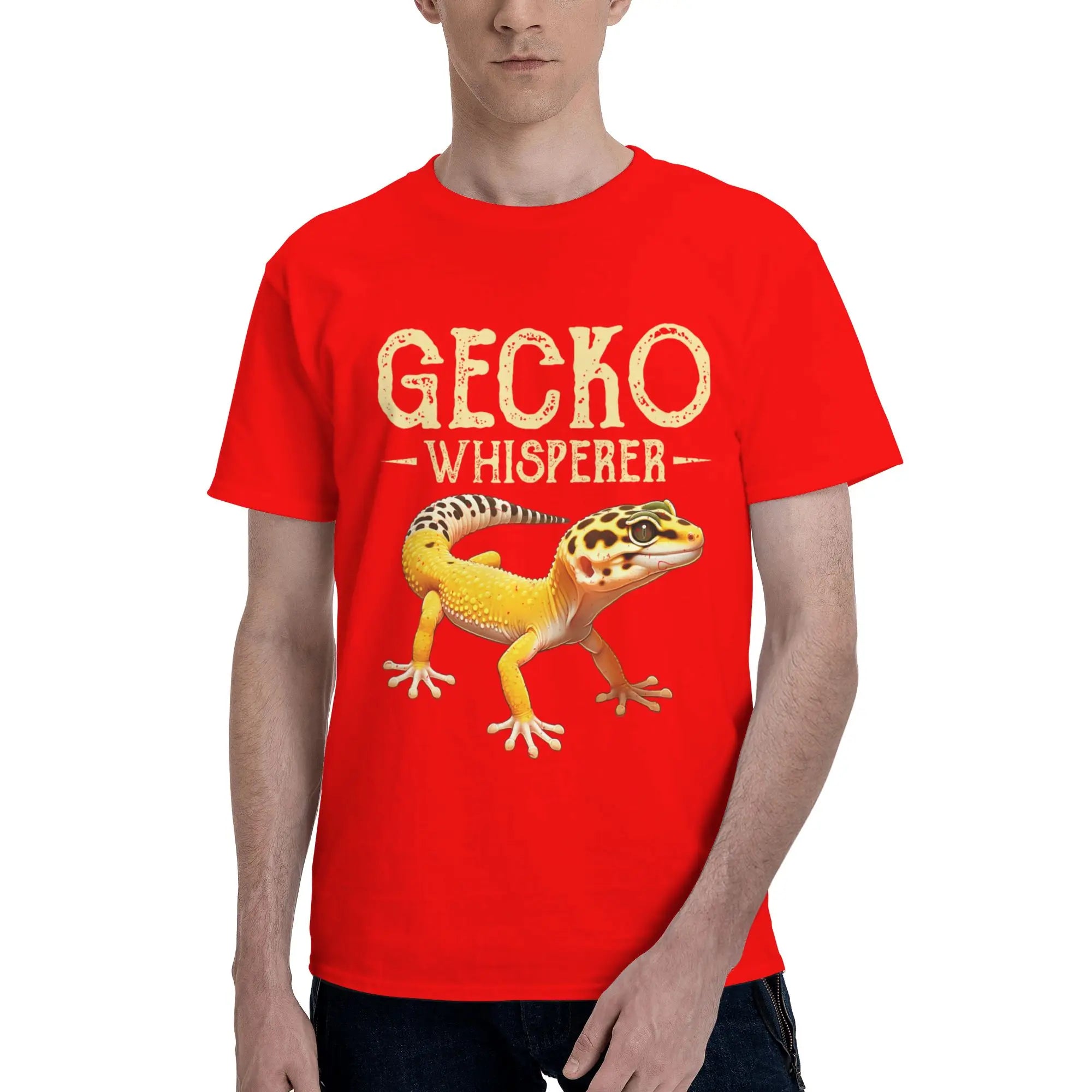 Gecko Whisperer Lizard Reptile Lover Cute Leopard Gecko Men T-Shirt Clothes  Tees Short Sleeve fugees 100% Cotton