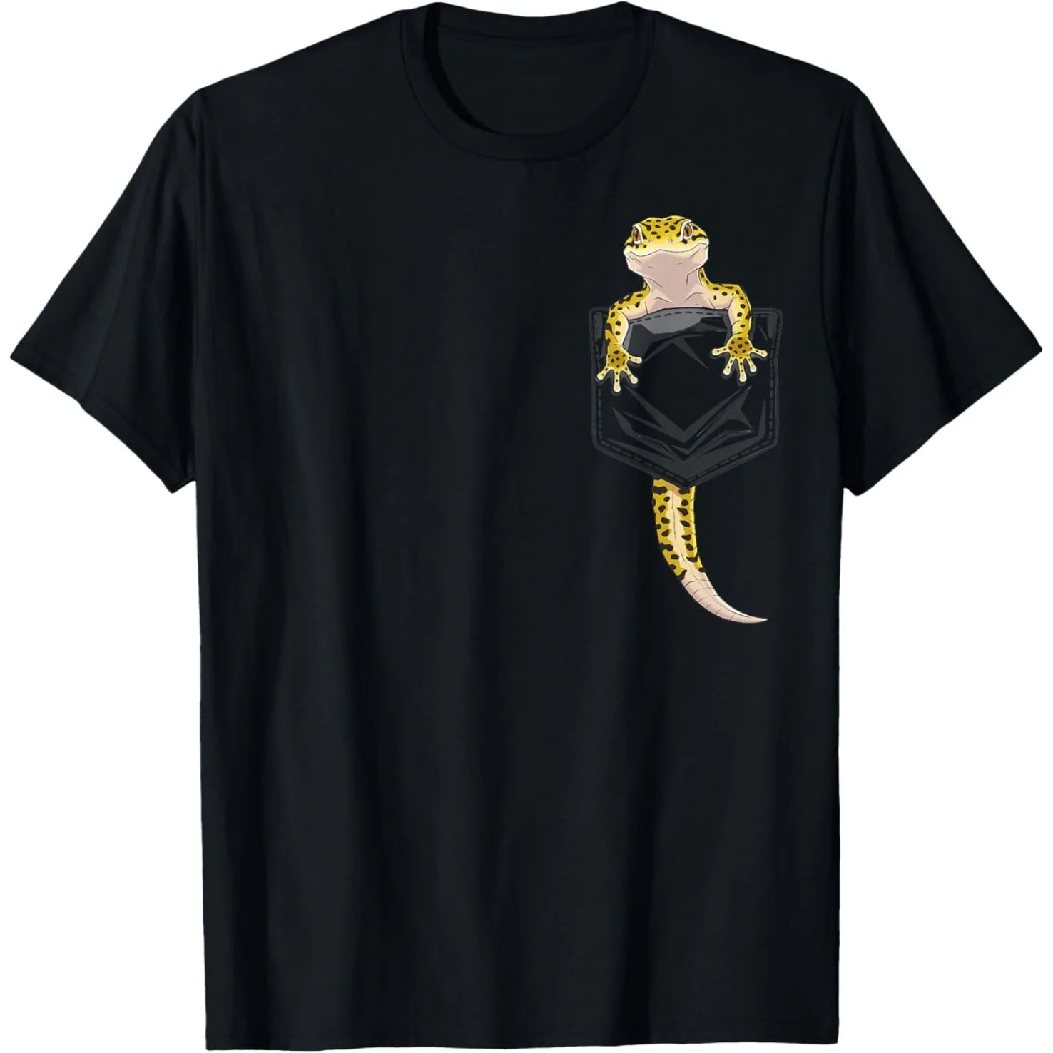 Cute Leopard Gecko Pocket T Shirts Men Women Christmas Gift Streetwear Tee Shirt Short Sleeve Unisex Loose Clothing