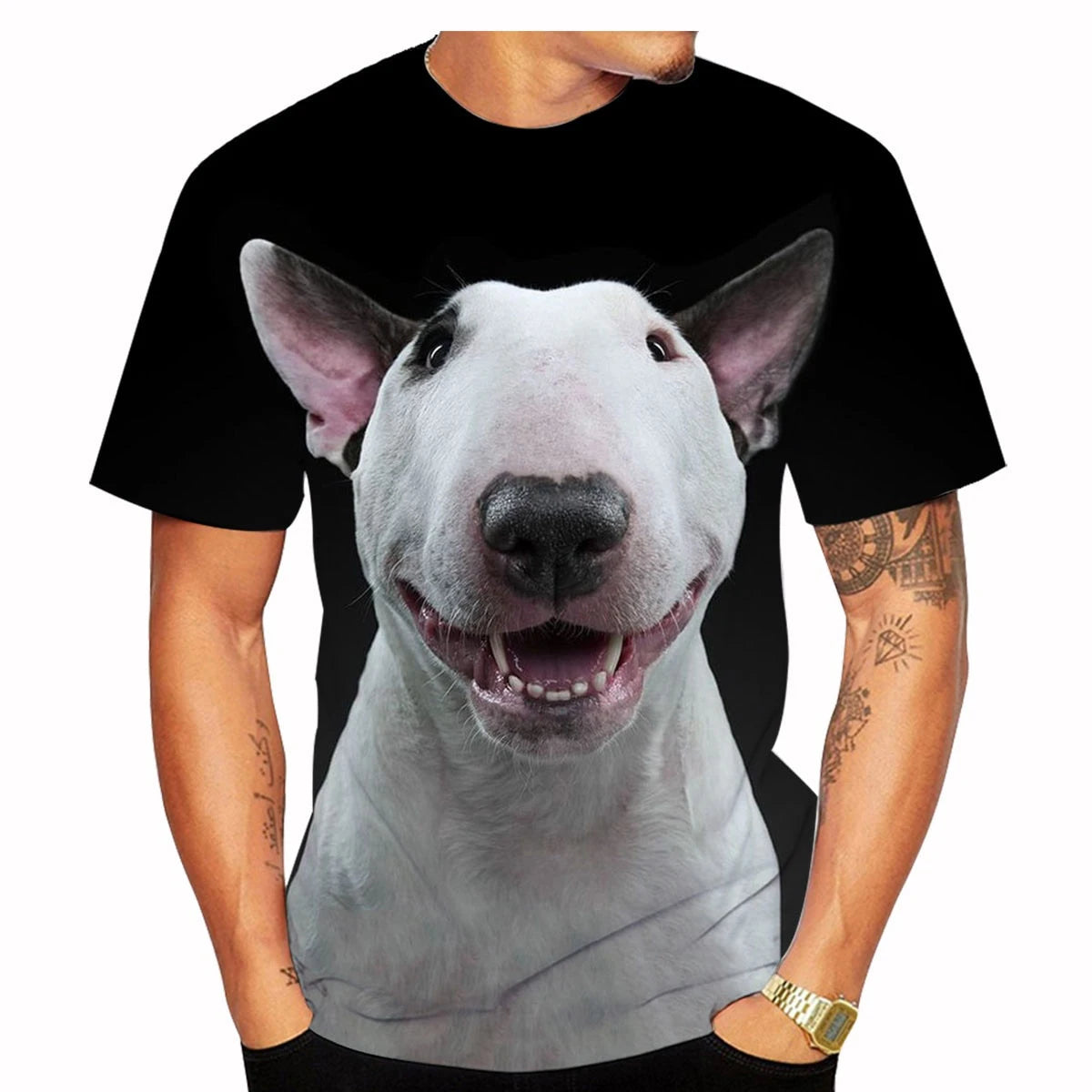 Funny Bull Terrier T-Shirts Pet Dog 3D Print Streetwear Men Women Fashion Oversized Short Sleeve T Shirt Male Tees Tops Clothing