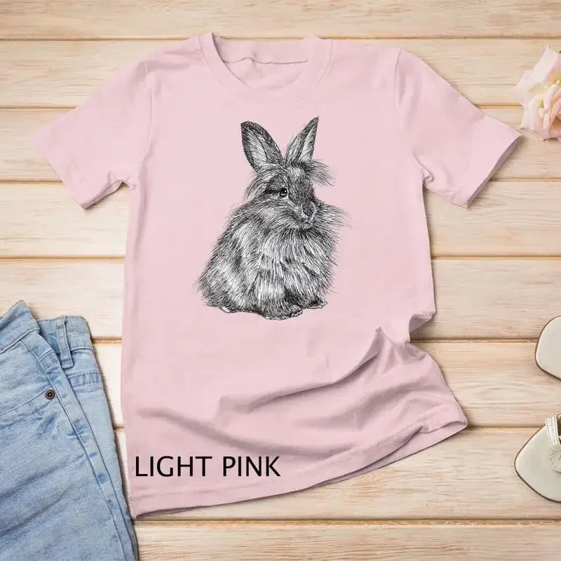 Cute Lionhead Bunny Rabbit Sketch Premium Unisex T shirt