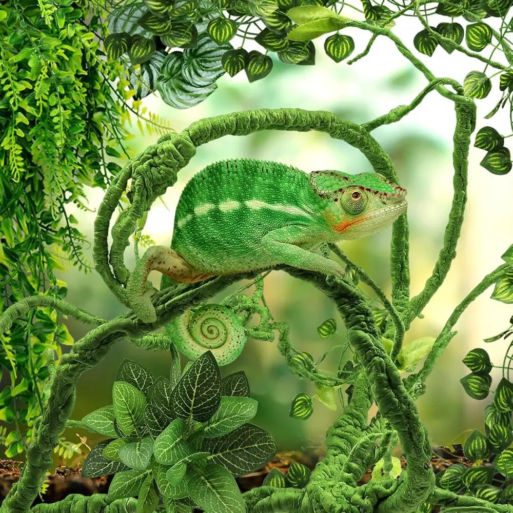 Bearded Dragon Habitat Accessories: Hanging Plants, Artificial Leaves, Hides for Leopard Geckos, Chameleons, and Snakes