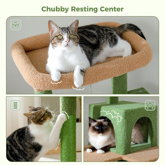 PAWZ Road Cactus Cat Tree Tower for Large Cats - Green 56"