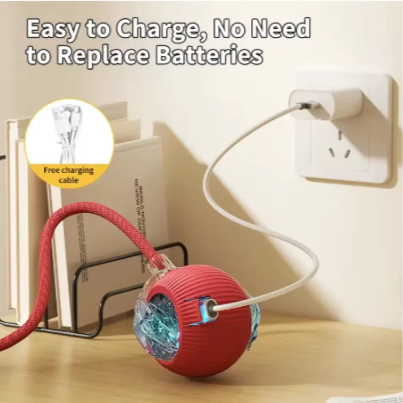 Automatic Smart Cat Toy Ball Interactive Electric Rolling Teaser USB Rechargeable Moving Bouncing Ball for Kittens Birthday Gift