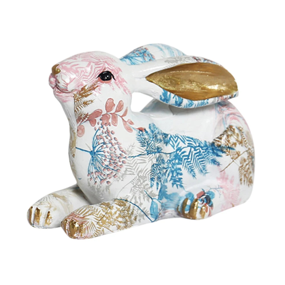 Rabbit Statue Resin Lifelike Rabbit Sculpture Rabbit Decoration Easter Bunny Ornament for Home Office Desktop