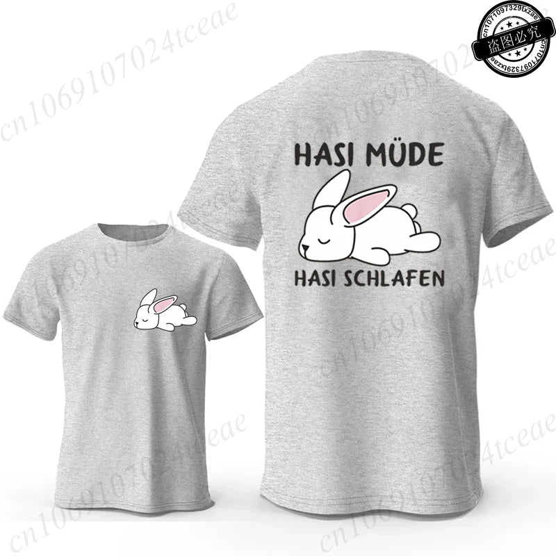 Bunny Is Tired T Shirts Lazy Bunny Shirts Cute Rabbit Graphic Tee Women Short Sleeve Casual Tops Lazy Streetwear Fashion T-shirt