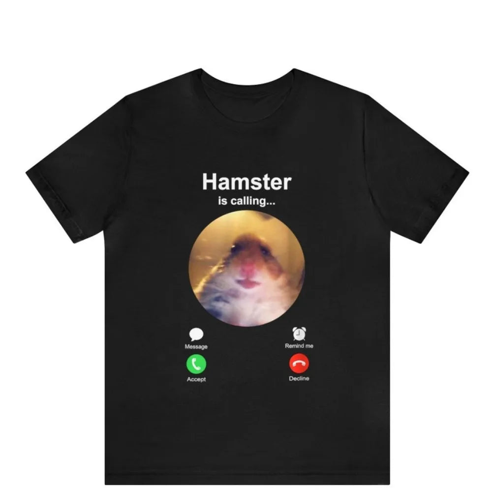 Hamster is Calling Funny Meme Shirt Meme Hamster Staring T-shirt Front Camera hamster calling Hamster Funny shirt Hamster meme
