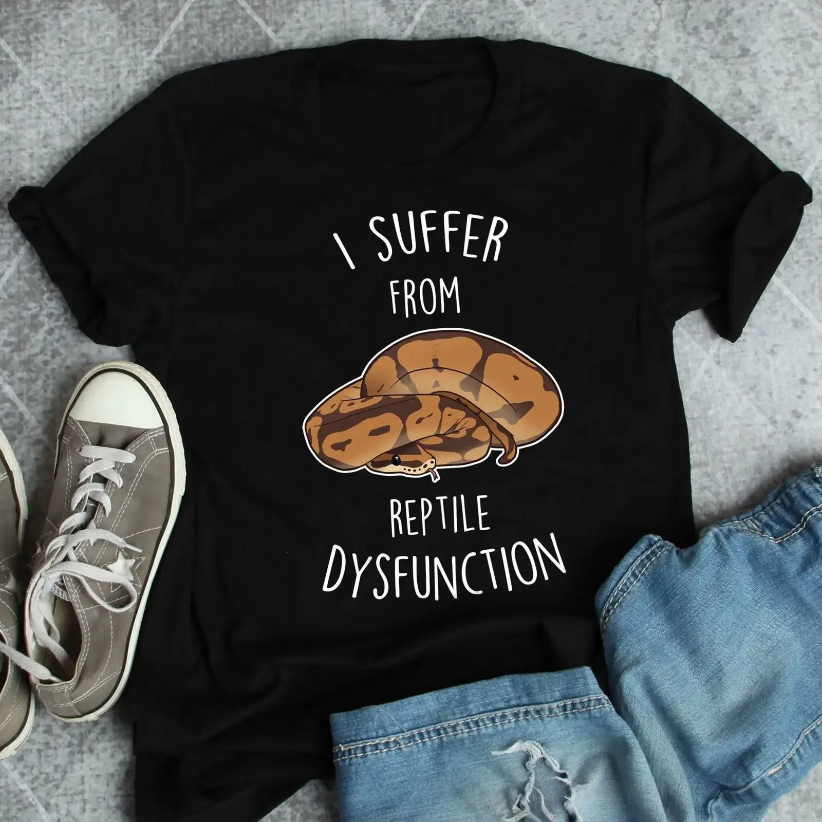 Reptile Dysfunction Funny Ball Python T Shirt Snake Lover Cute for  vintage Washed graphic Casual Slightly Stretched Breathable