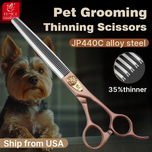 Fenice 7.5" Pet Grooming Thinning Scissors - JP440C Steel