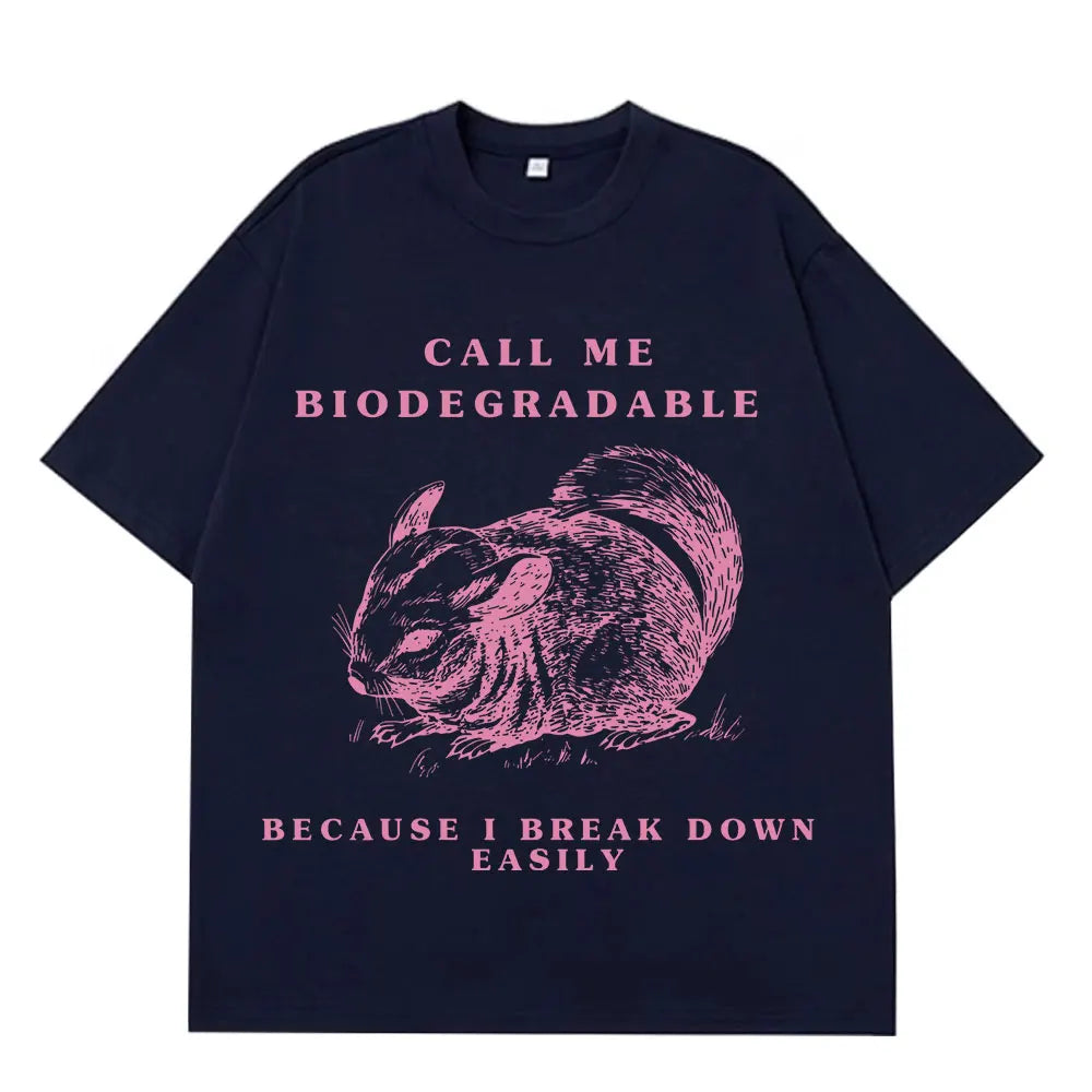 Chinchilla Funny Meme T Shirt Men Women Aesthetic Trend T-shirts Summer Short-sleeved Loose Casual Cotton Harajuku T-shirts