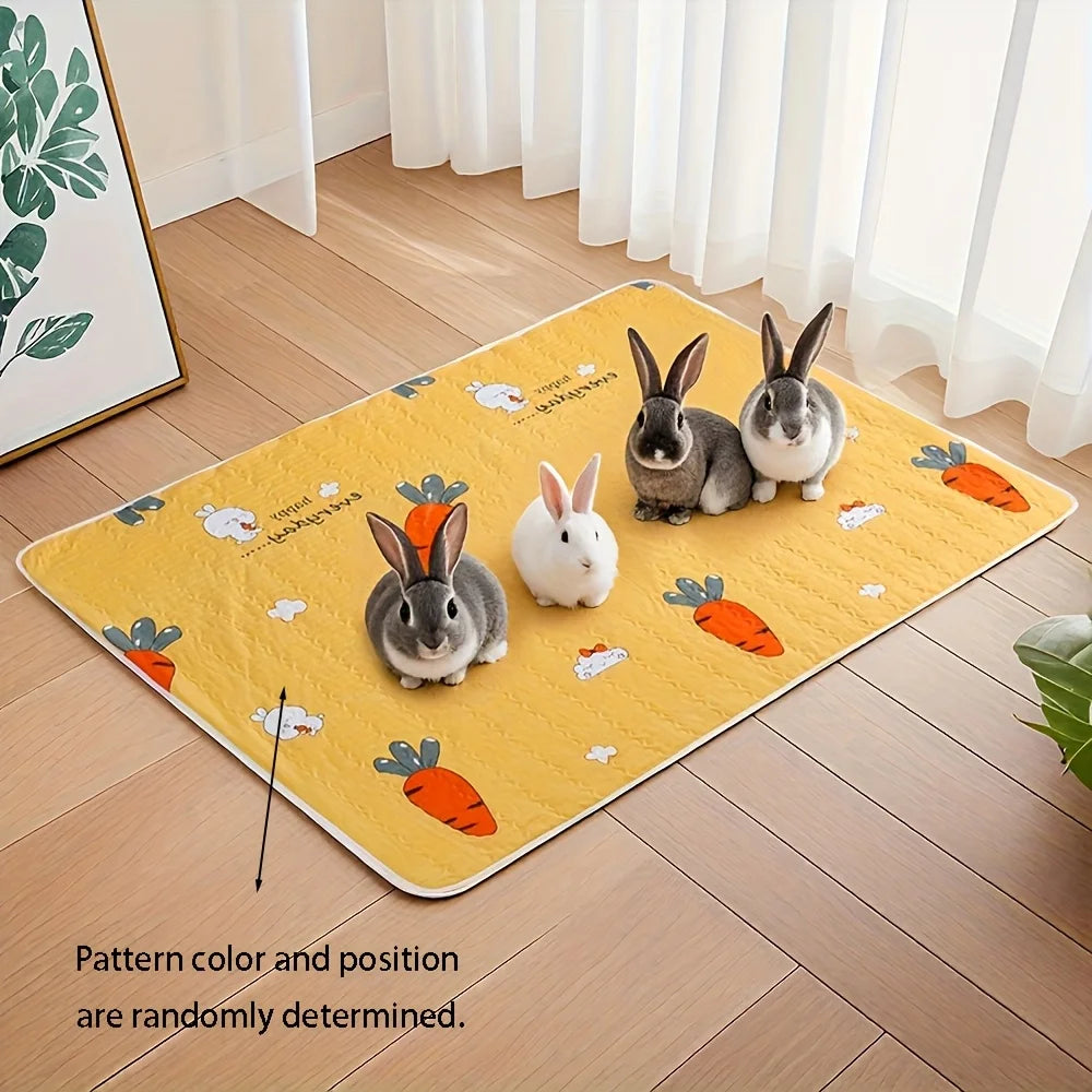 2 Sets of Aesthetically Pleasing Rabbit-Shaped and Carrot-Shaped Pee Pads - Reusable, Super Absorbent, Washable Small Pet Potties Suitable for Guinea Pigs, Hamsters, Rabbits, Etc. - Easy-To-Clean Cage Liners, Odor-Resistant,