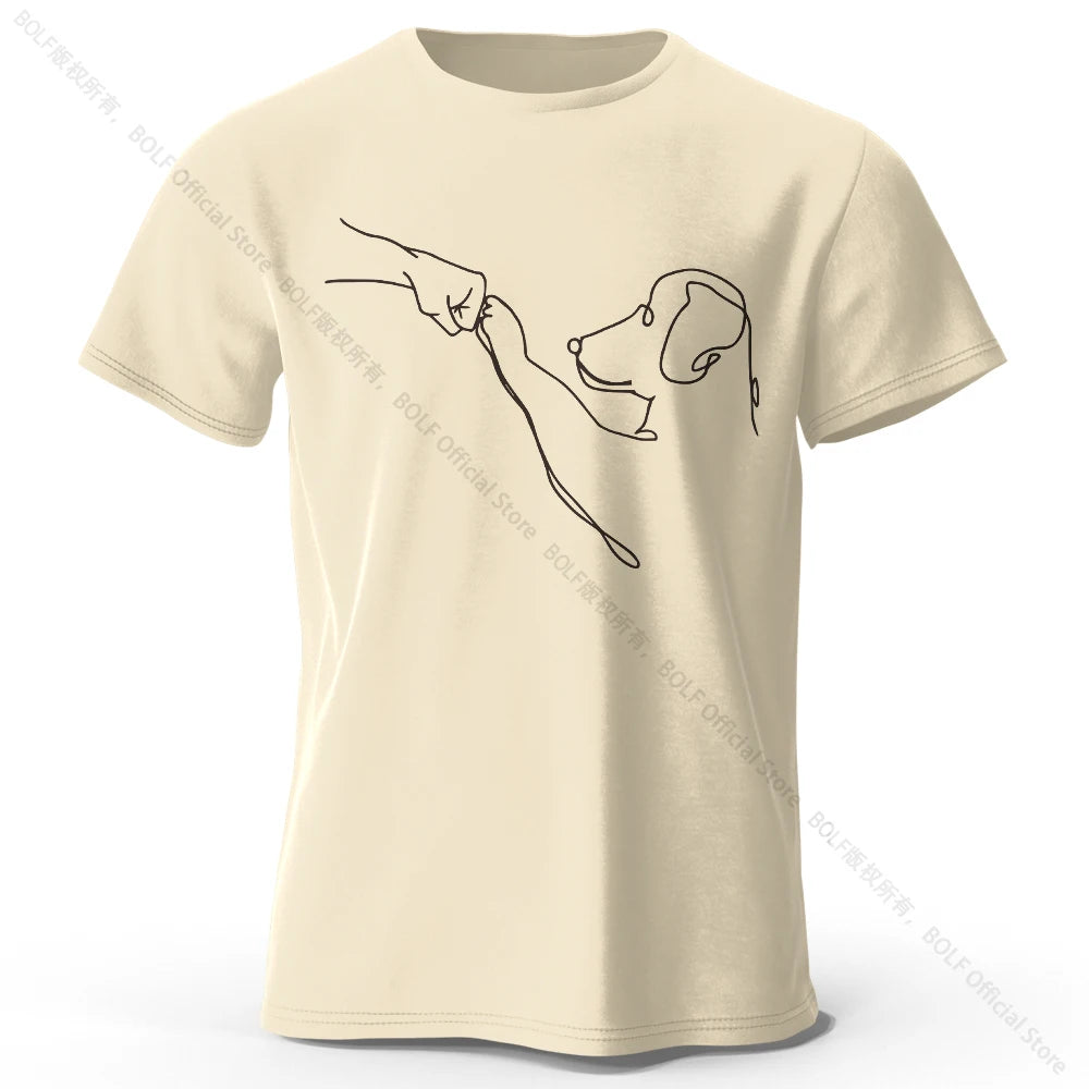The Dog Friend Printed Modern Minimalist 100% Cotton T-Shirt, Lightweight Round Neck Short Sleeve Tee, Unisex Everyday Wear