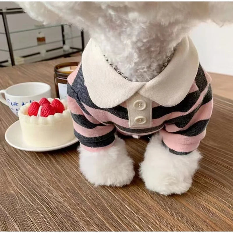 Striped Dog Shirt for Small Dogs Breathable Cotton Pet T-Shirt for Teddy Bichon Schnauzer Spring Summer Autumn Puppy Clothes