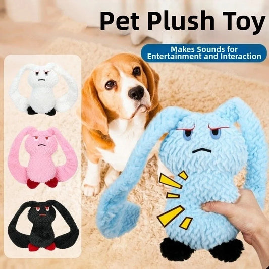 Long Eared Rabbits Pet Plush Toys Bite-Resistant Stuffed Animal Dog Chew Toys Tooth Cleaning Soft Squeaky Dog Toys