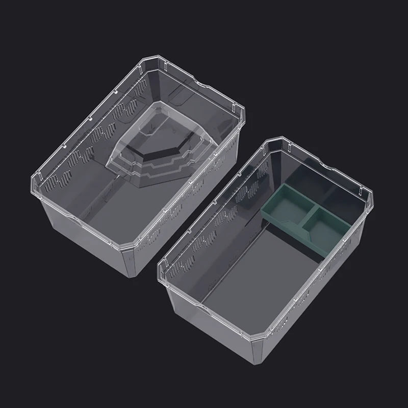 Reptile Tank Insect Spiders Tortoise Lizard Plastic Transparent Reptile Breeding Box Vivarium With Balcony Feeding Supplies