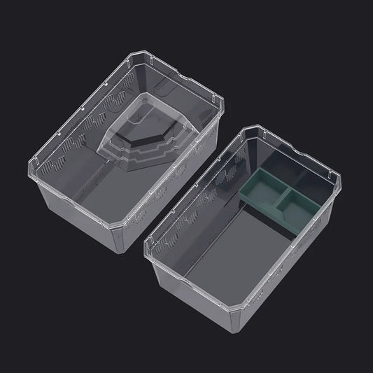 Reptile Tank Insect Spiders Tortoise Lizard Plastic Transparent Reptile Breeding Box Vivarium With Balcony Feeding Supplies