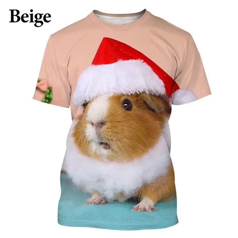 Fashion Animal Guinea Pig 3D Printing T-shirt Men And Women Casual Cute Short-sleeved T-shirt Trend Funny Tee Shirt Costumes Top