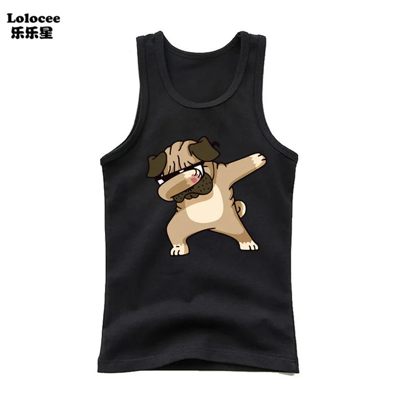 Dabbing Dancing Dog Funny tank tops For Boys vest Kids sleeveless Shiba Inu Dog t-shirt Dog Pet Lover Clothes