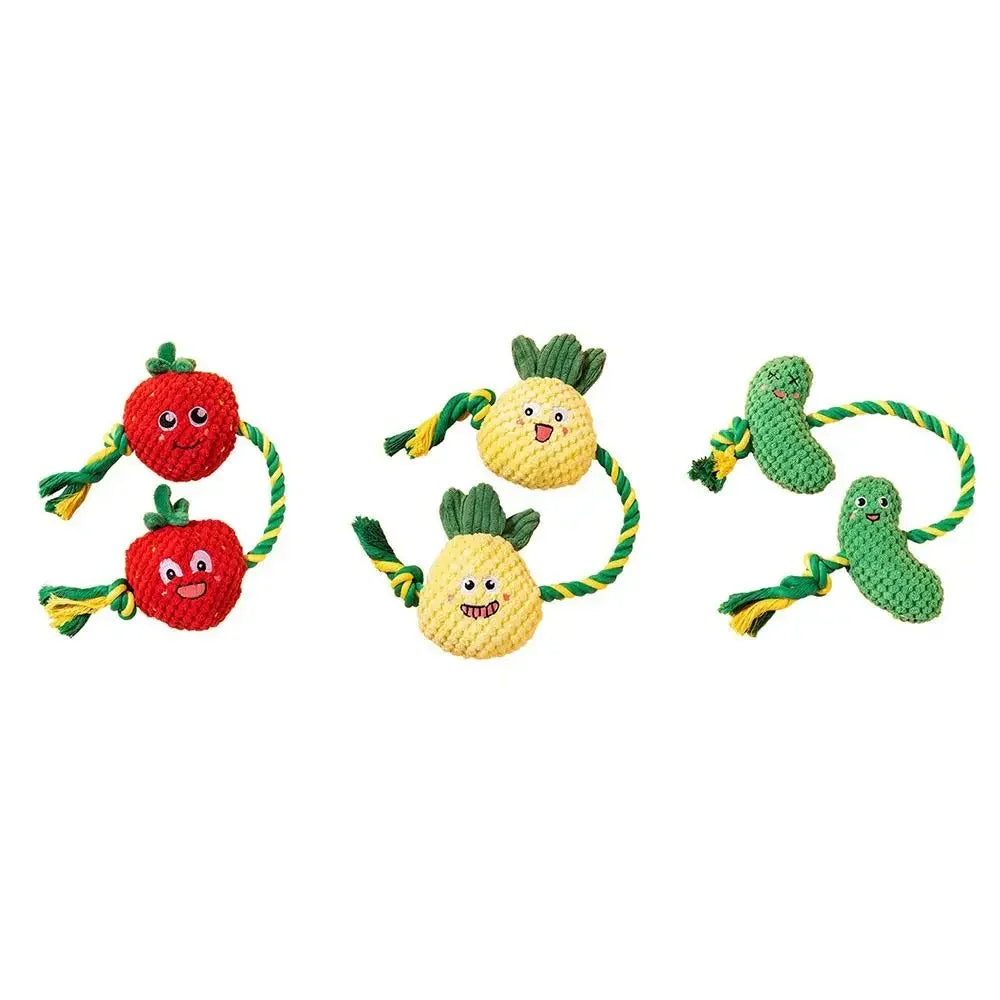 Dog Teeth Cleaning Toy Fruit Shape Bite Resistant Dog Plush Toy Built-in Sounder Can Bite Vocal Squeaky Dog Toy