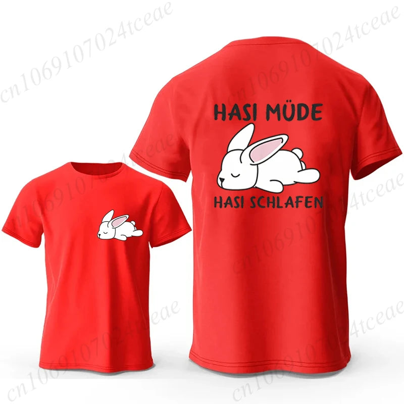Bunny Is Tired T Shirts Lazy Bunny Shirts Cute Rabbit Graphic Tee Women Short Sleeve Casual Tops Lazy Streetwear Fashion T-shirt
