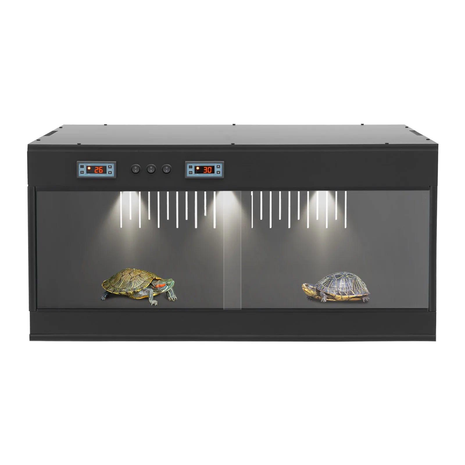 Reptile Lounge Habitat with Glass Sliding Door and Intelligent Thermostat 80*40*40cm Reptile Breeding Box LCD Reptile Pet  Box