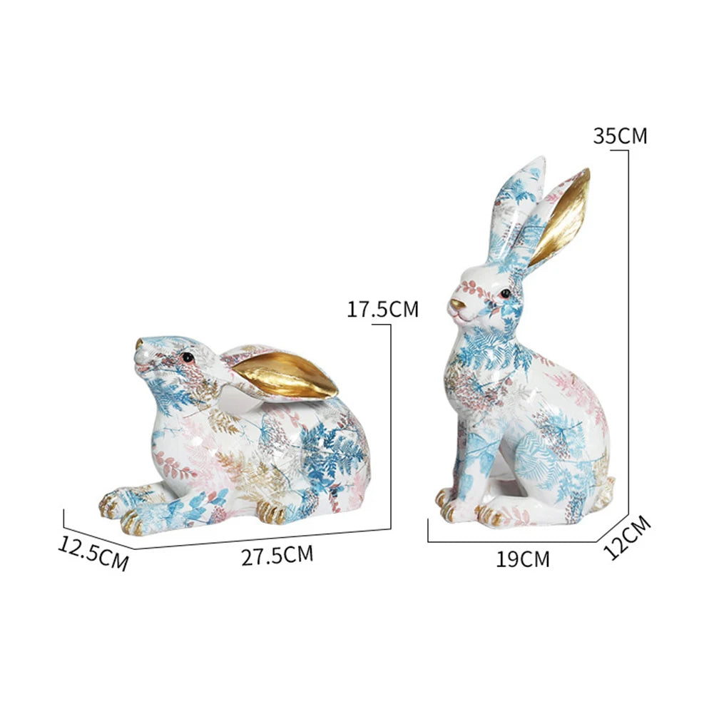 Rabbit Statue Resin Lifelike Rabbit Sculpture Rabbit Decoration Easter Bunny Ornament for Home Office Desktop
