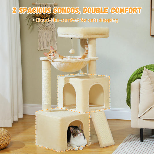 Pequlti Multi-Level Cat Tree Tower with Condo and Hammock