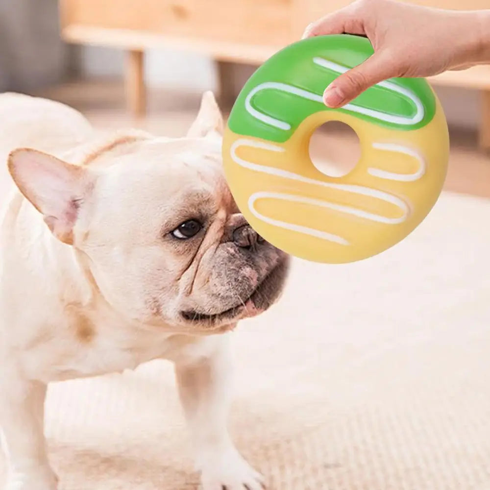 Durable Dog Squeak Chew Toys Donuts Ice Cream Burger Style Floatable On Water Training Outdoor Simulation Pet Chewer Toy