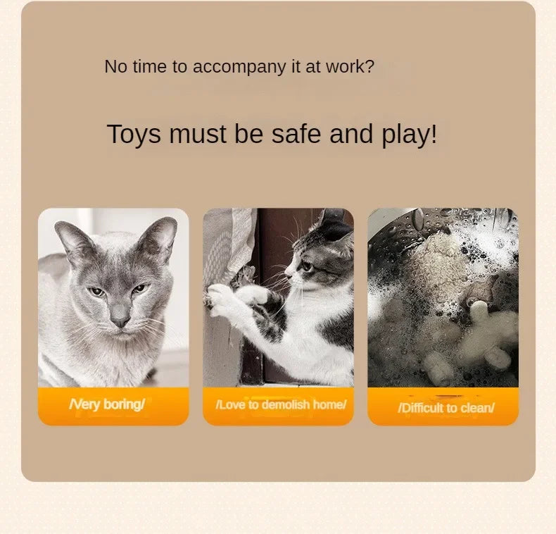 New Cat Interactive Ball Toy Automatic Rolling Ball Faux Tail Rechargeable Smart Pet Electric Toy Dog Cat Training Imitate Mouse