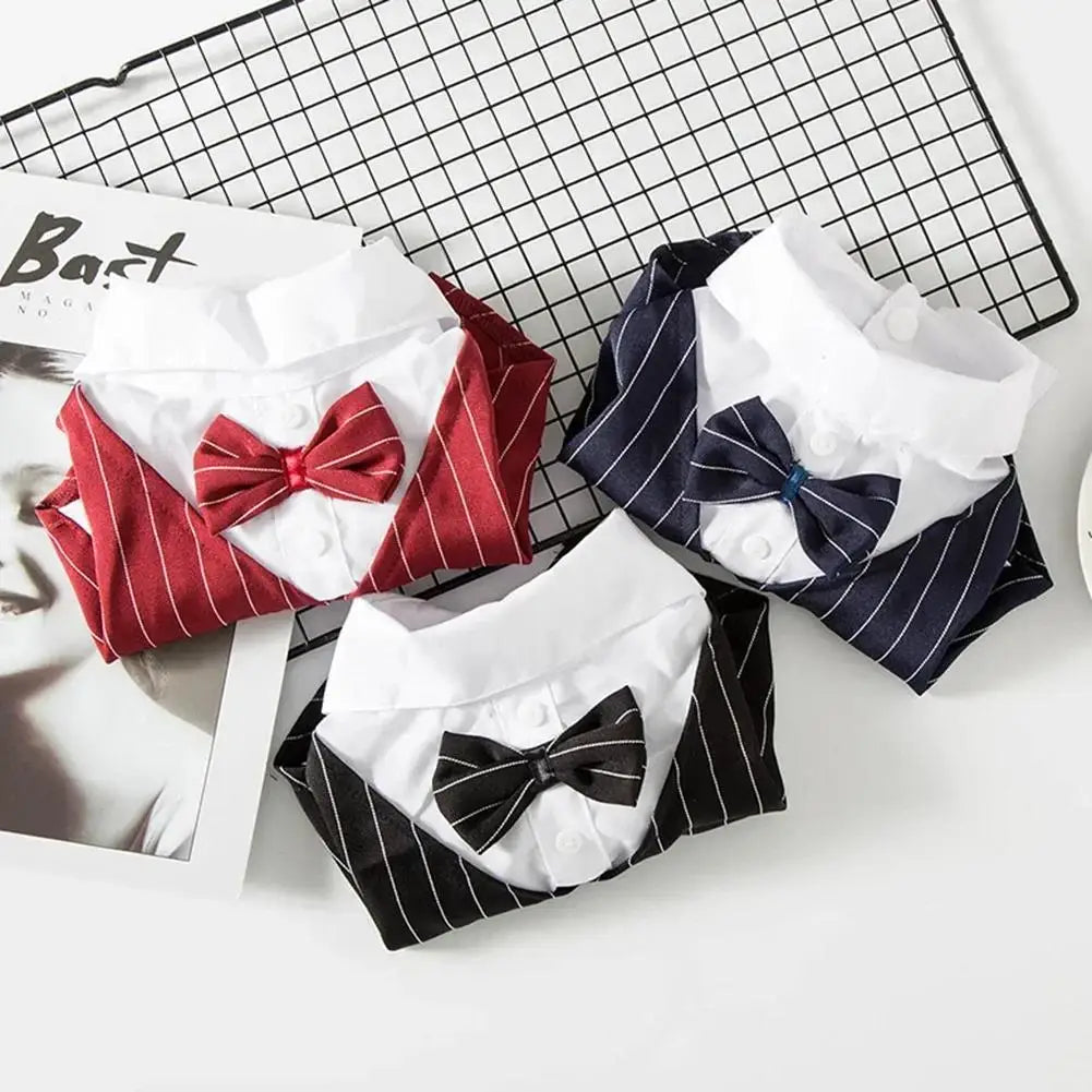 English Style Gentleman Dog Dress Puppy Suit with Tie for Formal Occasions Four Seasons Wedding Pet Photo Teddy Clothes