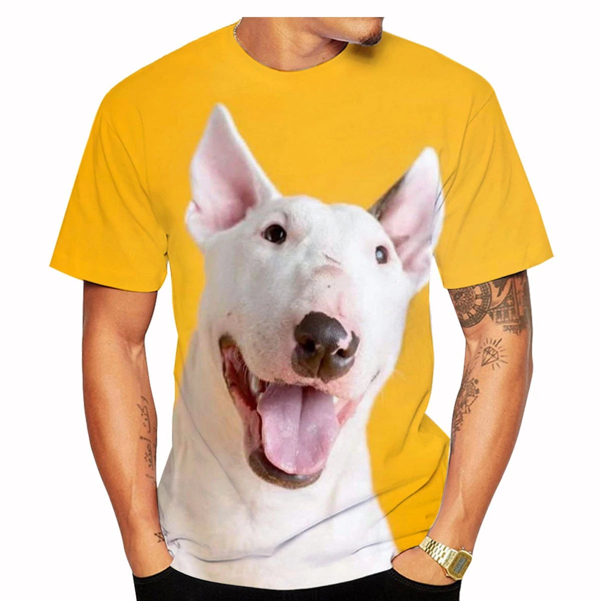 Funny Bull Terrier T-Shirts Pet Dog 3D Print Streetwear Men Women Fashion Oversized Short Sleeve T Shirt Male Tees Tops Clothing