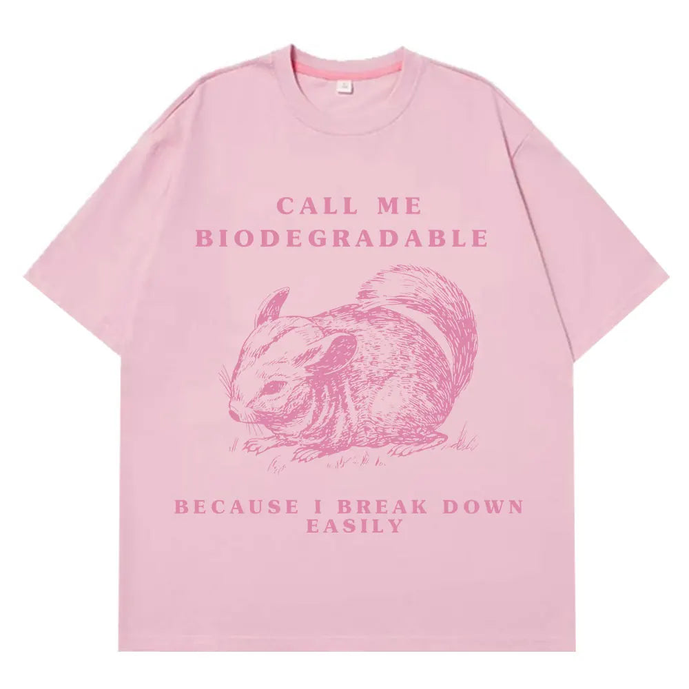 Chinchilla Funny Meme T Shirt Men Women Aesthetic Trend T-shirts Summer Short-sleeved Loose Casual Cotton Harajuku T-shirts