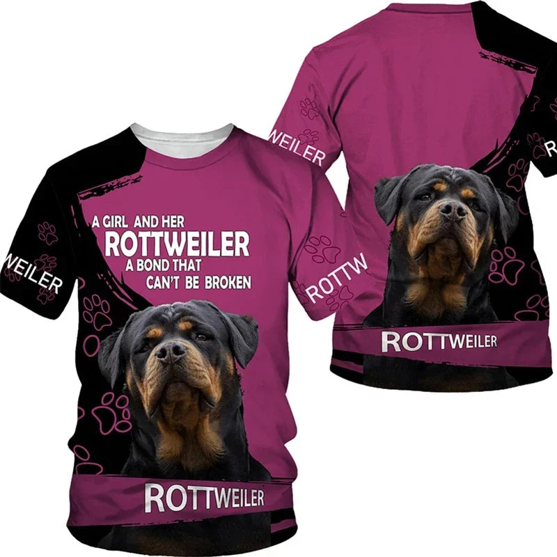 3D Printed Rottweiler Dog T Shirt Men Pet Doggy Pattern T-Shirts Summer Loose Women Kids Tee Shirts Gym Tracksuit Sportwear Tops