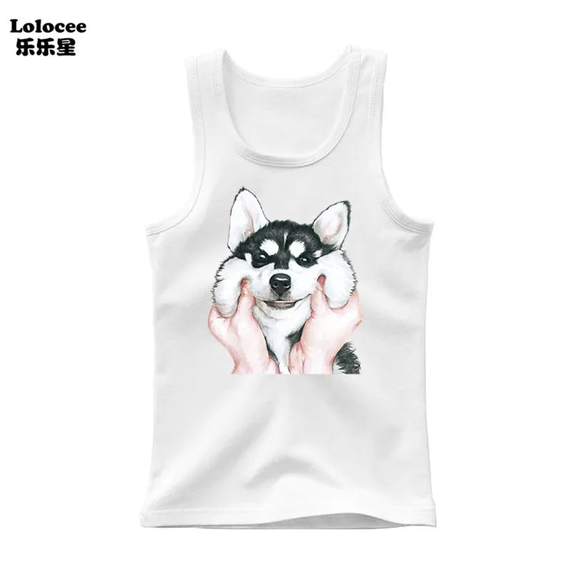 Dabbing Dancing Dog Funny tank tops For Boys vest Kids sleeveless Shiba Inu Dog t-shirt Dog Pet Lover Clothes