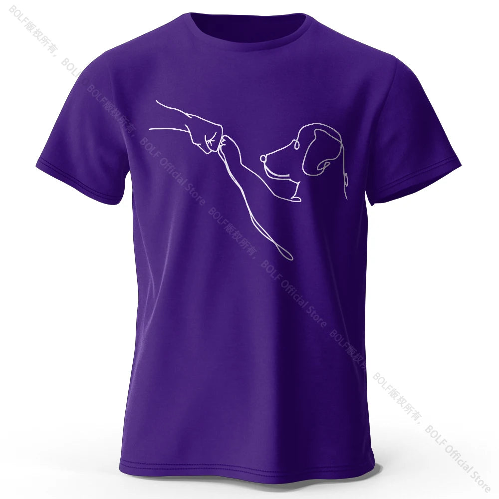 The Dog Friend Printed Modern Minimalist 100% Cotton T-Shirt, Lightweight Round Neck Short Sleeve Tee, Unisex Everyday Wear