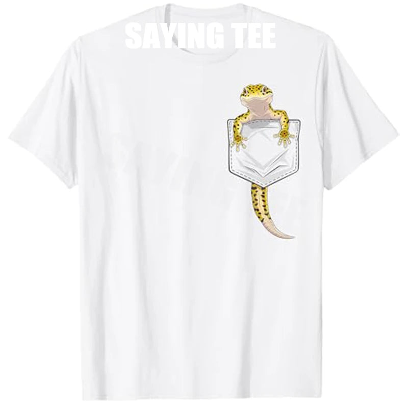 Cute Lizard Reptile Leopard Gecko Pocket Gifts Men Women Kids T-Shirt Funny Y2k Design Aesthetic Clothes Novelty Gift Gecko Tees