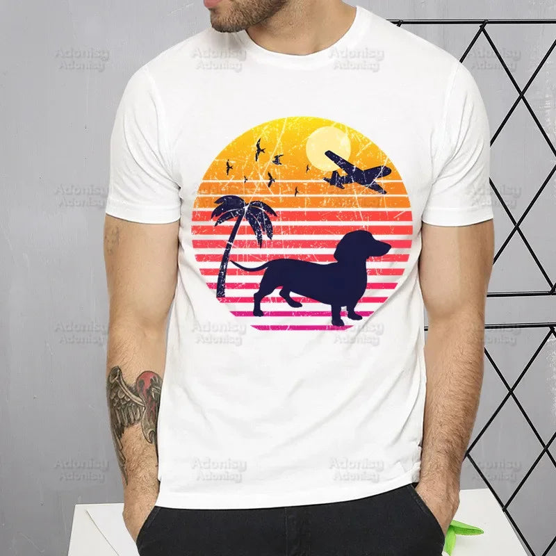 Dachshund Teckel Cute Dog Men's Tshirt Cute Printing Shirt Mens Fashion T-Shirt For Men Casual Tops Short Sleeve