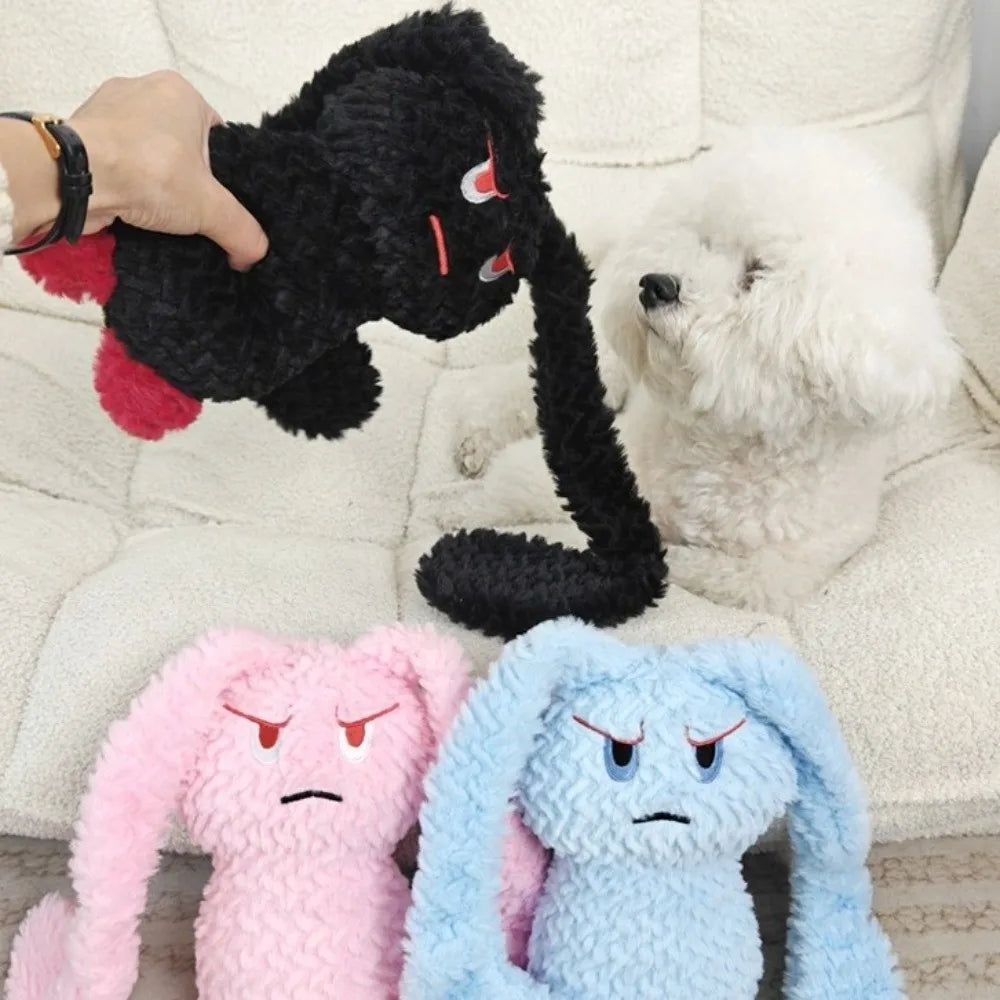 Long Eared Rabbits Pet Plush Toys Bite-Resistant Stuffed Animal Dog Chew Toys Tooth Cleaning Soft Squeaky Dog Toys