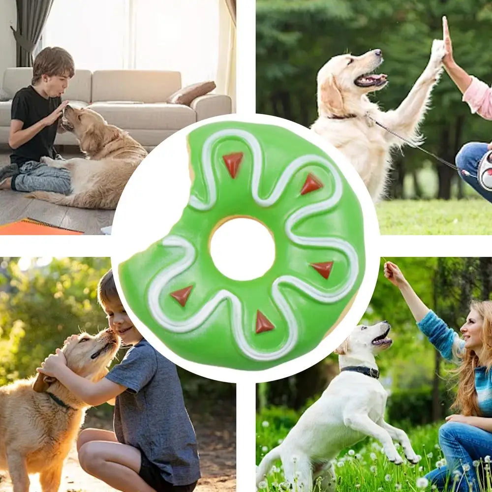 Durable Dog Squeak Chew Toys Donuts Ice Cream Burger Style Floatable On Water Training Outdoor Simulation Pet Chewer Toy