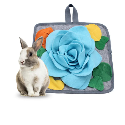 Rabbit Snuffle Mat Fun AnxietyRelief Toy, Slow Feeder for SmallPets, Boredom Buster Stress Relief Pad for Rabbits & Guinea Pigs