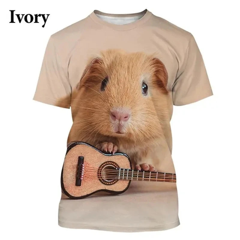 Fashion Animal Guinea Pig 3D Printing T-shirt Men And Women Casual Cute Short-sleeved T-shirt Trend Funny Tee Shirt Costumes Top
