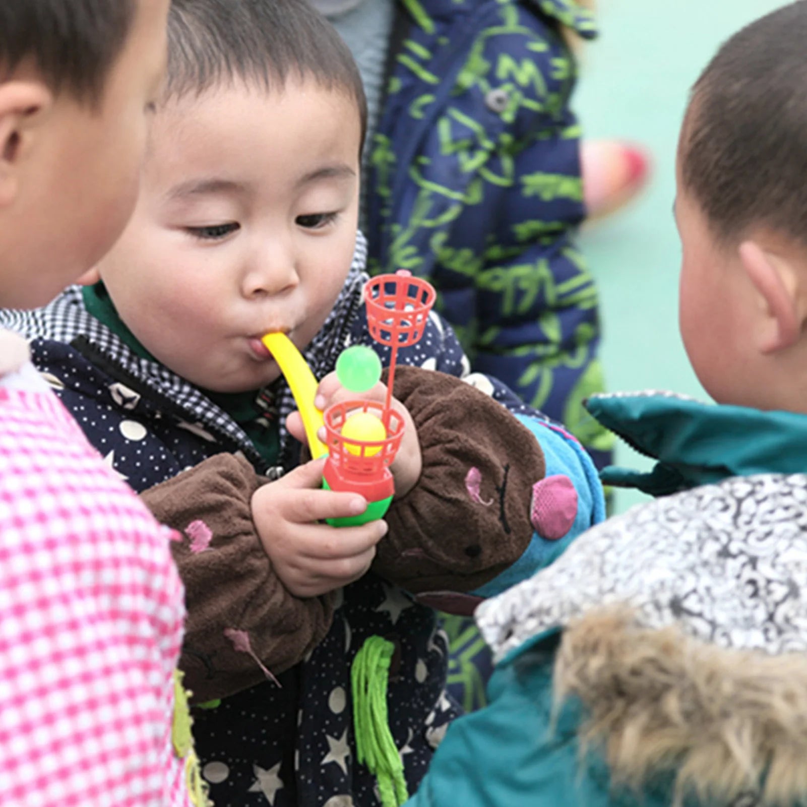 Montessori Toys Suspended Blow Pipe Blow Ball Rod Toy Board Game Children Toys Plastic Pipe Balls Toy Educational Toys For Kids