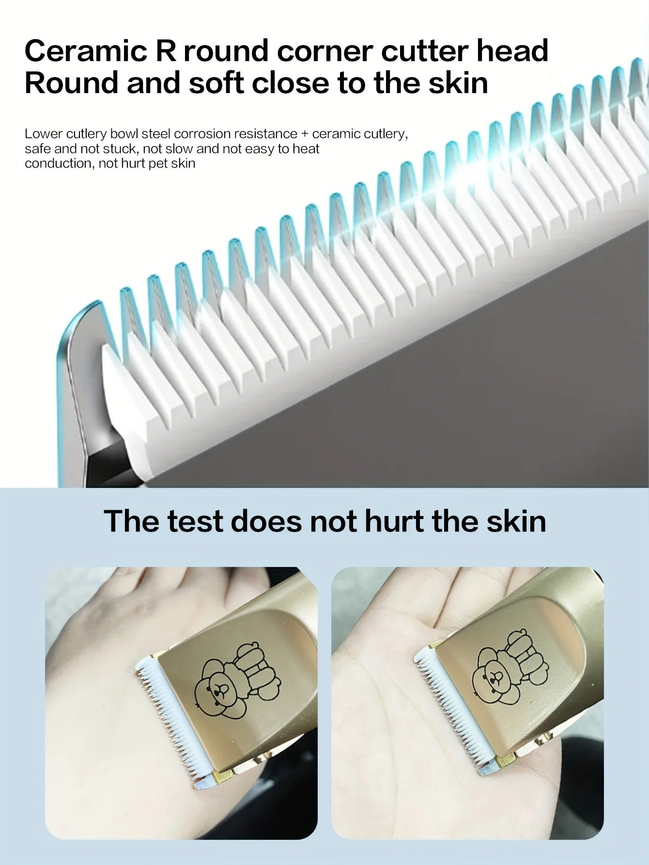 Low-noise professional USB rechargeable pet grooming tool set, equipped with thickened ceramic blades and 4 different blade head