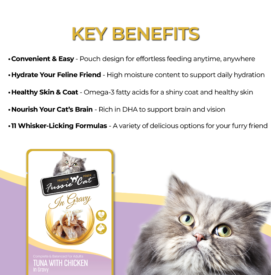 Fussie Cat Pouch - Tuna with Chicken in Gravy (2.47oz)