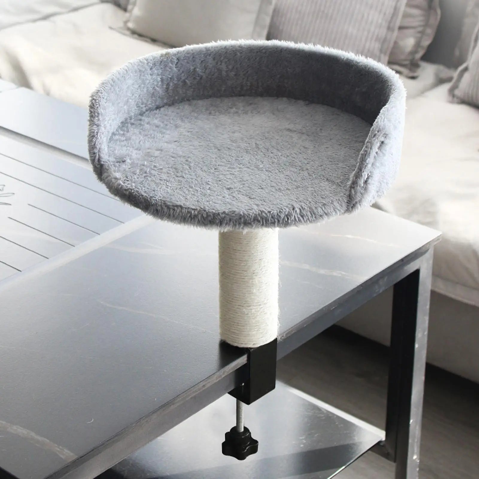 Desk Clamp Cat Bed 360 Rotating Adjustable Soft Nest Desktop Kitten Bed Attachment Cat Desk Bed for Kittens Pets Animals Indoor