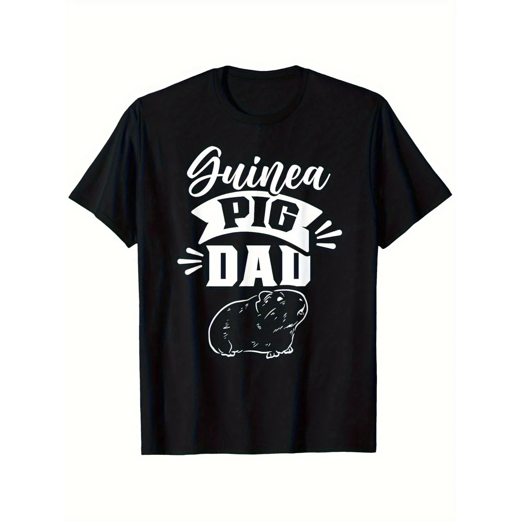 Guinea Pig Dad Graphic T-Shirt Men Casual Cotton Short Sleeve Crew Neck Tee Daily Wear