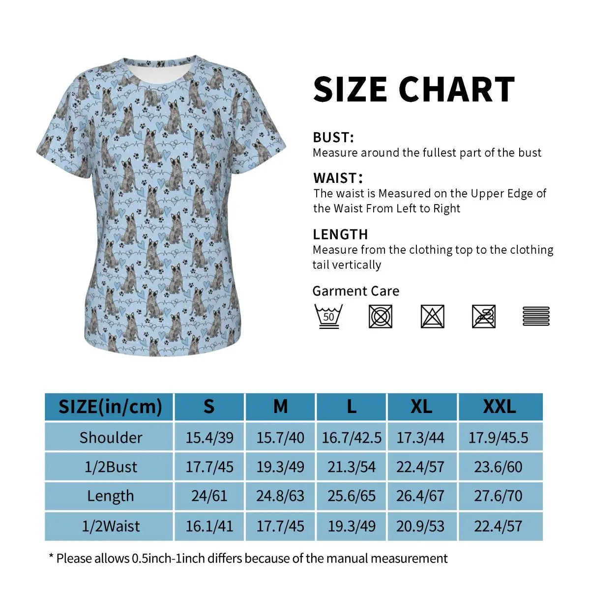 LOVE Blue Heeler Australian Cattle Dog T-Shirt Women Short Sleeve T Shirts O-Neck Clothes Cotton Summer Tees Streetwear