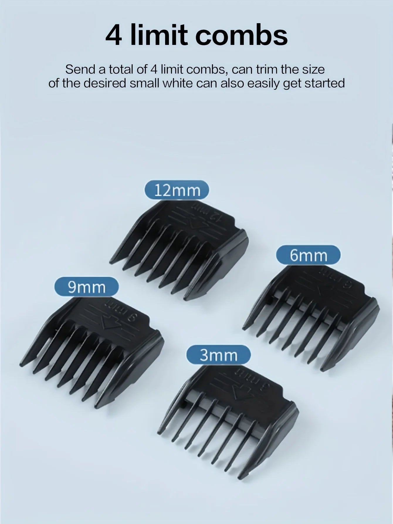 Low-noise professional USB rechargeable pet grooming tool set, equipped with thickened ceramic blades and 4 different blade head