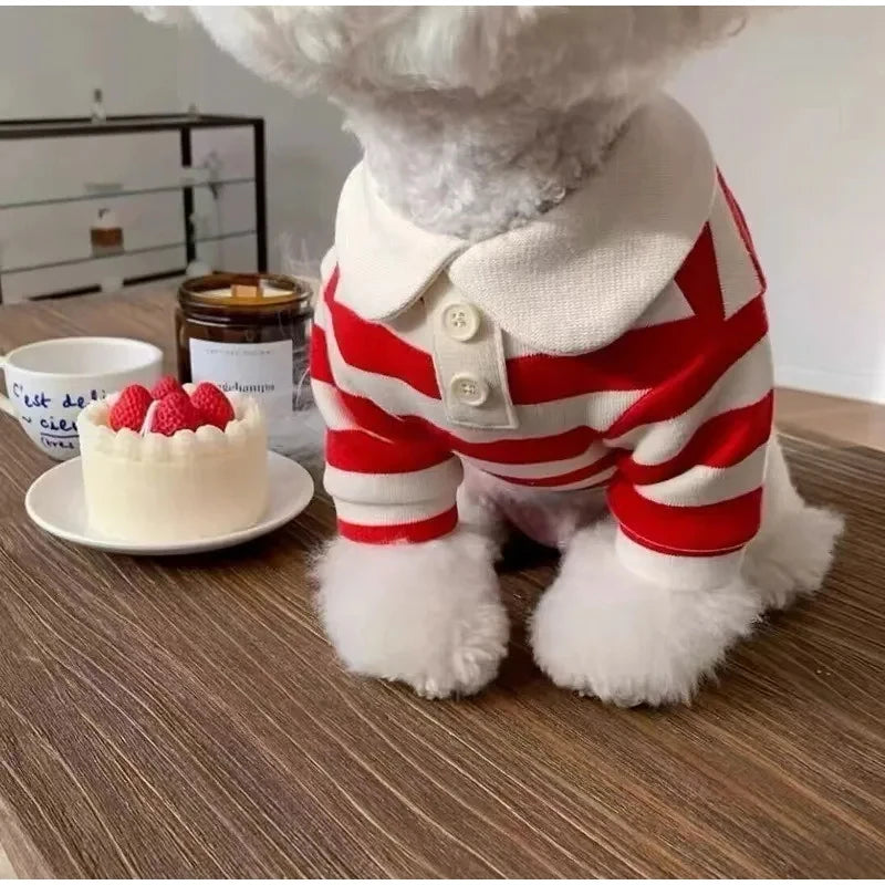 Striped Dog Shirt for Small Dogs Breathable Cotton Pet T-Shirt for Teddy Bichon Schnauzer Spring Summer Autumn Puppy Clothes